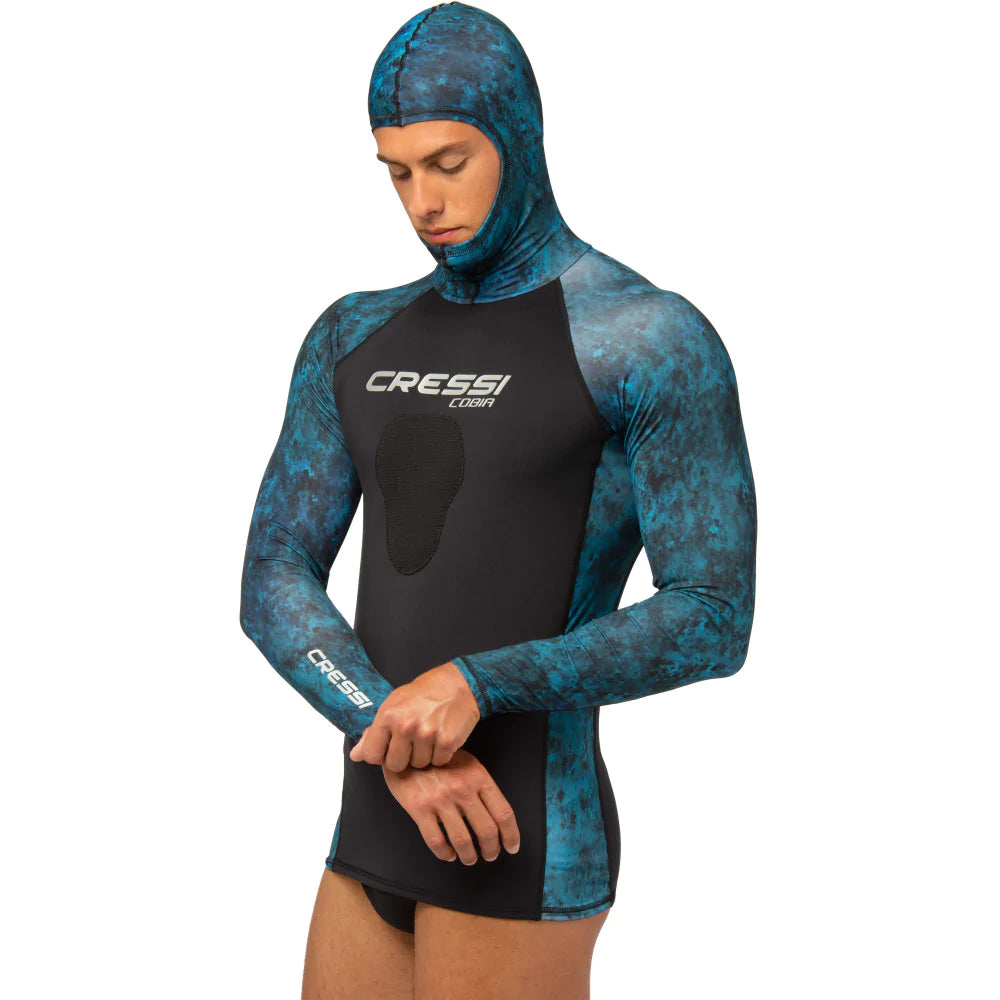 Cressi Cobia Lycra Rash Guard Top - Blue Camo